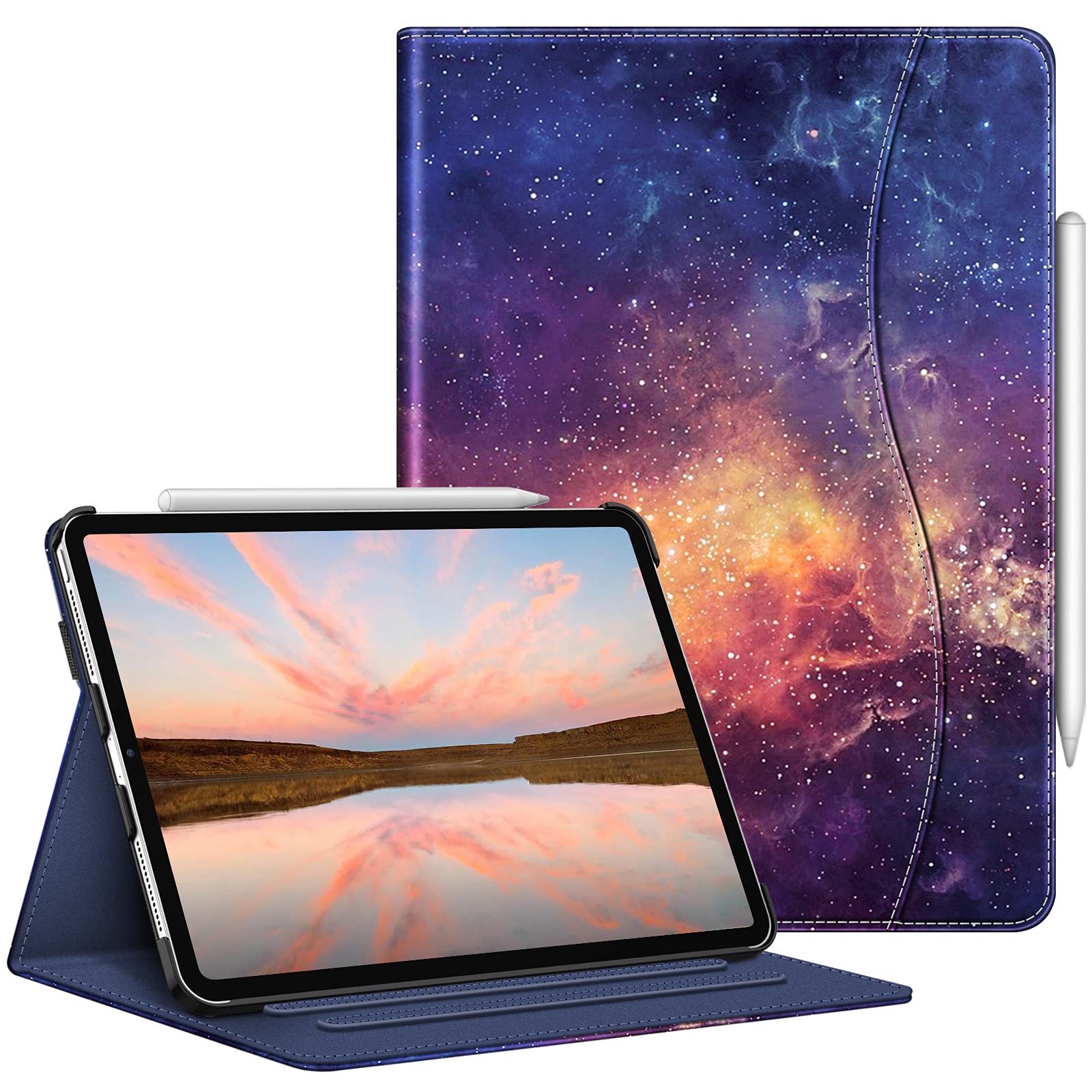 FINTIE Case for iPad Pro (11-inch, 2022-2018) [Not for 2025 iPad 11] - Multi Angle Folio Cover with Pencil Holder & Pocket, Auto Wake/Sleep, Galaxy