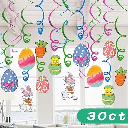 Party Decoration Bunny Chick Butterfly Easter Swirl Paper