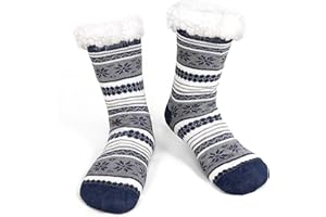 ZAKASA Fuzzy Socks for Men with Grips: Winter Warm Thick Mens Slipper Socks with Non Slip Grippers Fluffy Cozy Indoor Home