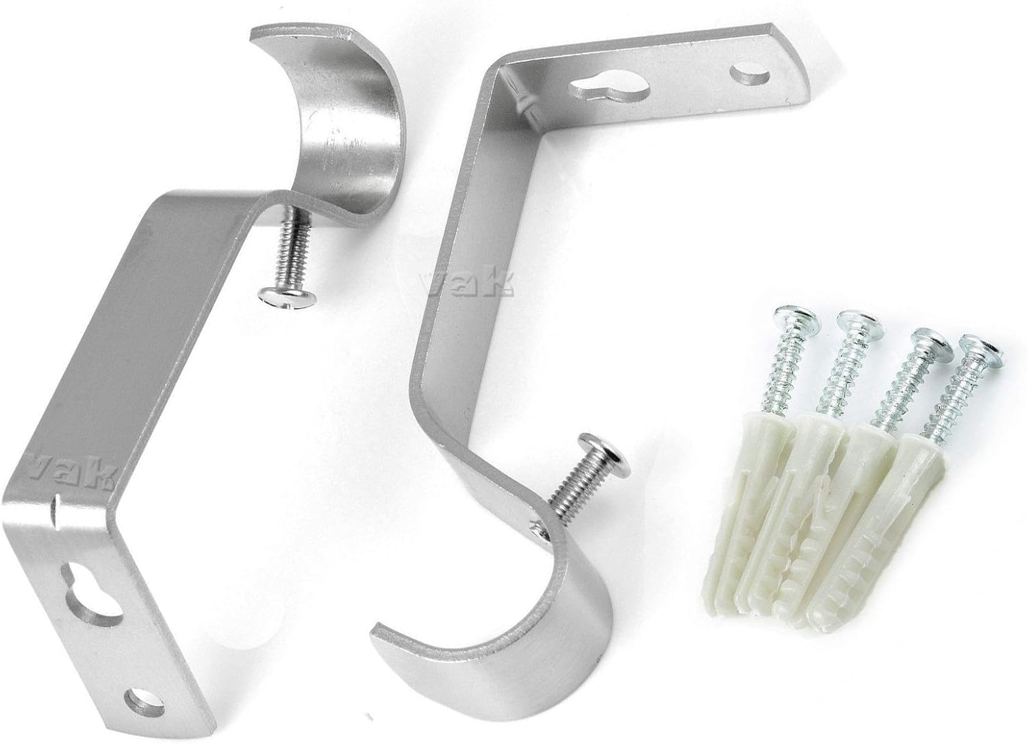 VAK® Curtain Rod Bracket Pole Heavy Duty Drapery Ring Hook Holders Sturdy Metal Alloy (Silver VAK® Curtain Rod Bracket Pole Heavy Duty Drapery Ring Hook Holders Sturdy Metal Alloy (Silver