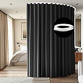cbsroro Room Divider Curtains Ceiling Mounted Track Sets Extra Wide Blackout Curtain Flexible Tracks for Bedroom Privacy Partition Separator, 1 Panel Black Drape and White Rail, W8.3 x H7ft
