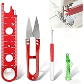 4 Pcs Sewing Machine Needle Threader with Seam Ripper, 4 in 1 Automatic Needle Threading Tool with Magnifier &amp; Ruler, Anti-Prick Design, Multifunctional Sewing Set for Quilting Alterations Tailoring