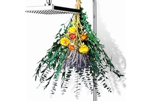 FIZERDMX Dried Eucalyptus Stems and Dried Lavender Bundle Mixed Chrysanthemums for Shower Hanging Plant,Shower Eucalyptus Hanging with Real Eucalyptus Leaves,Eucalyptus for Shower,Eucalyptus Decor