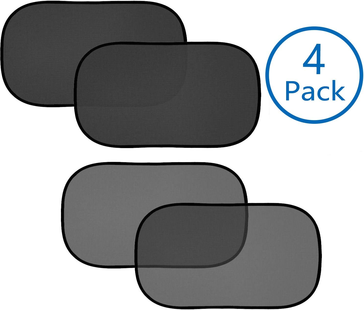 CJWY Car Window Shade Car Sun Visor -Car Window Shades for Baby (4px) -80 GSM with 15s Film (Highest Possible) for Full UV Protection