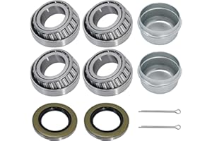 Anxingo 2 Set Trailer Wheel Hub Bearings Kit, L44643/L44610 Bearing Set Tapered Roller Bearings, Replace for 1.00'' ID, 1.98"