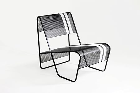 Amazon Com Markamoderna Lami Perforated Stainless Steel Lounge Chair Black With White Racing Stripes Patio Lounge Chairs Garden Outdoor