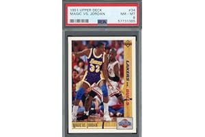 POWERS COLLECTIBLES Michael Jordan Magic Johnson 1991 Upper Deck Basketball Card #34 Graded PSA 8