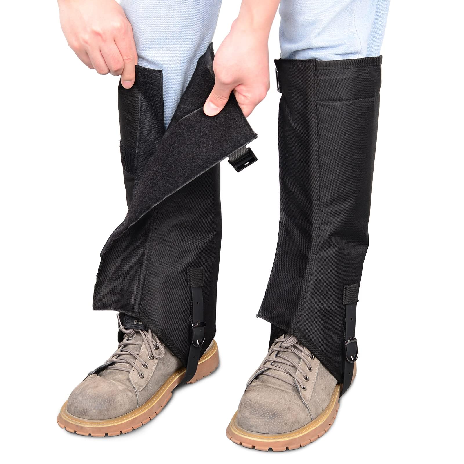 BOOSTEADY Leg Gaiters for Hiking, Gaiters for Men & Women 1000D Nylon Waterproof for Hunting, Shovel Snow, Snowshoeing-Thickened