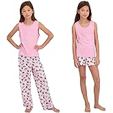 US Angels Girls Pajamas Set - 3-Piece PJs Set, Tee, Pants & Shorts, Soft Girls’ Sleepwear, Teen Kids Pajamas, Sizes 5-16