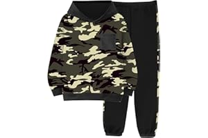 Tainmully Boys Clothes Fall Winter Outfits Camouflage Long Sleeve Hoodie and Pants 2PC Kids Clothes Boys for 5-14 Years
