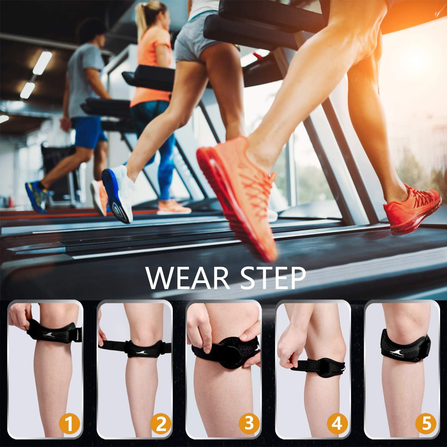 Achiou 2 Pack Patellar Tendon Support Strap, Knee Pain Relief with Silicone, Adjustable Knee Band, Knee Strap for Gym, Running, Hiking, Weight Lifting: Sports & Outdoors