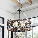 SHIANDAR Rustic Chandeliers Farmhouse Chandelier Lighting for Dining Room,6-Light Close to Ceiling for Entryway Kitchen Islan