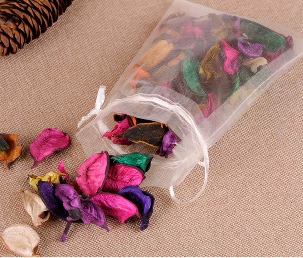 Wudygirl 100pcs 5X7 Inches White Organza Bags Christmas Drawstring Pouches Party Wedding Favor Bags Goodie bags(White 5x7)