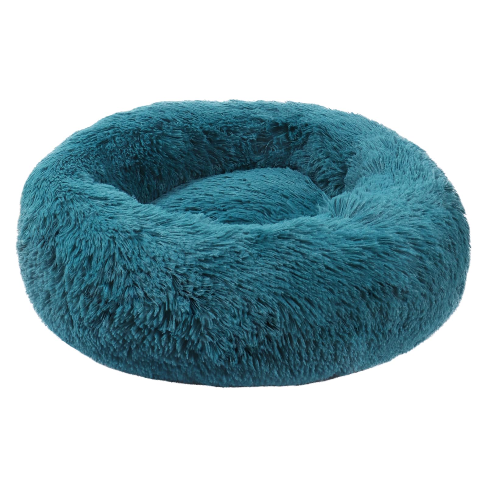 BVAGSS Anxiety Dog Bed, Round Plush Donut Dog Bed Cat Bed Marshmallow Fluffy Cuddler Washable Calming Puppy Bed for Small/Medium Dogs XH034 (Diameter:50 cm, Cyan)