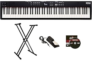 Roland RD-08 88-Key Stage Piano - Black Bundle with Adjustable Stand, Sustain Pedal, Online Piano Lessons, and Austin Bazaar Instructional DVD