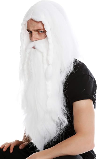 Déguisement Sorcier - Perruque Et Barbe Blanche Magicien By WIG ME UP - Taille Unique