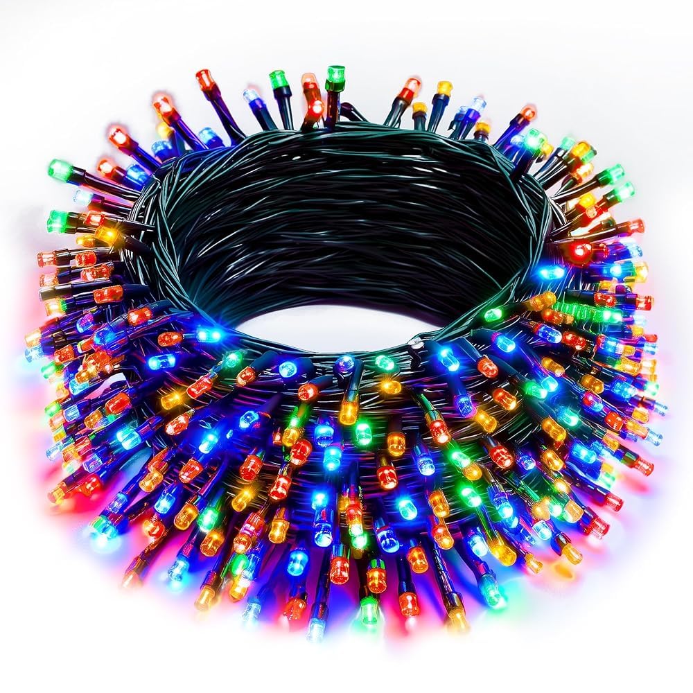 Photo 1 of Wexo Palindrog Christmas String Lights, 100 FT 300 LED String Lights Green Wire with Timer 8 Modes, Connectable Waterproof Decoration for Indoor Outdoor Xmas Trees Party Garden Wedding, Multi-Colored
