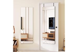 Vlsrka Over The Door Full Length Mirror, Back of Door Hanging Mirror, Black Wall Mount Mirror, Frameless Full Body Mirror for Bedroom, Closet (47" x 14.5”)