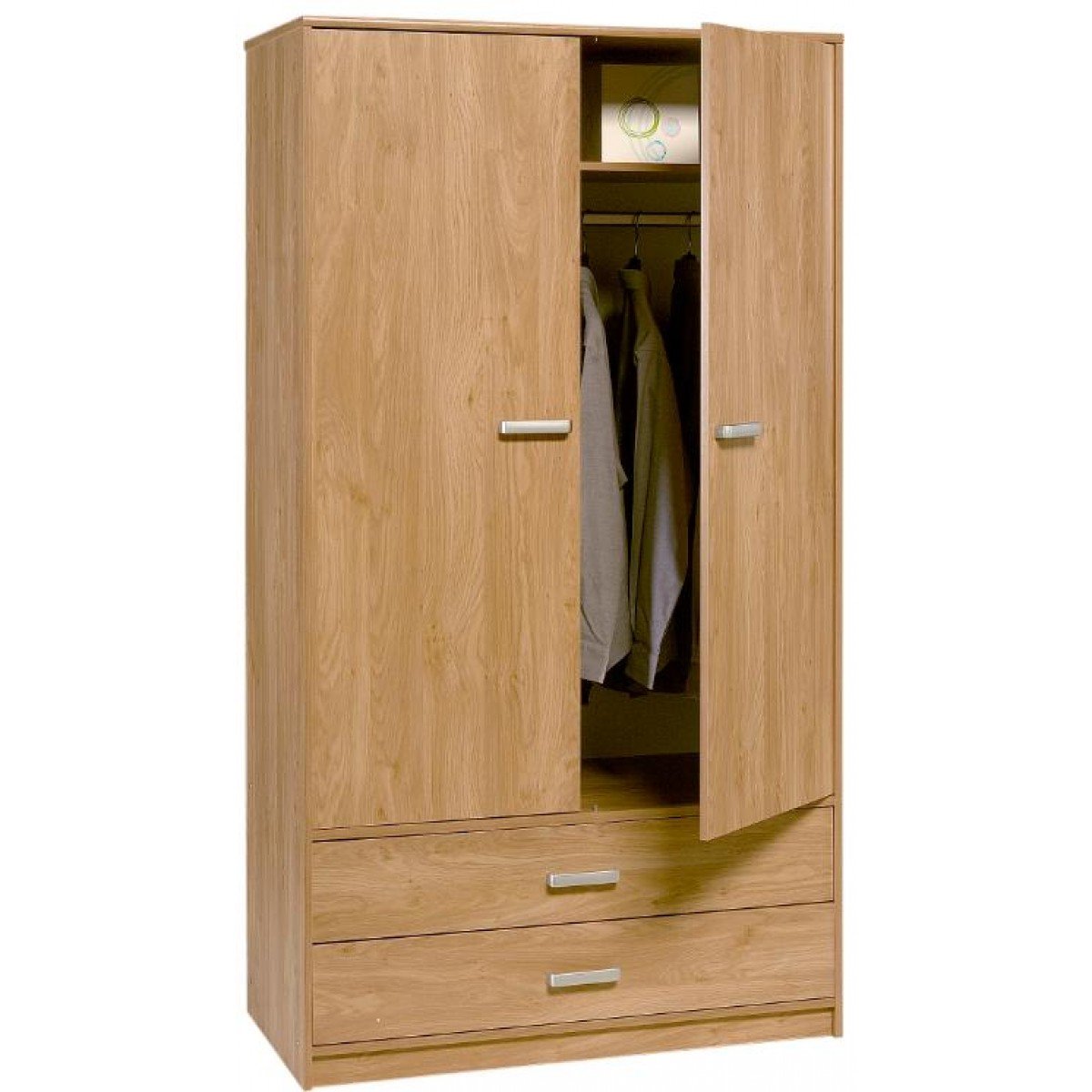 Demeyere Felix 2 Door 2 Drawer Wardrobe 191 X 104 X 55 Cm Oak