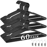 60Pack Wire Hangers+5 Clothes Pins, Space Saving Metal Clothes Hangers | Ultra Thin Metal Hangers, 16.5"Bulk Hangers for Standard Sized Shirt, Suits, Jackets, Skirts, Home and Commercial