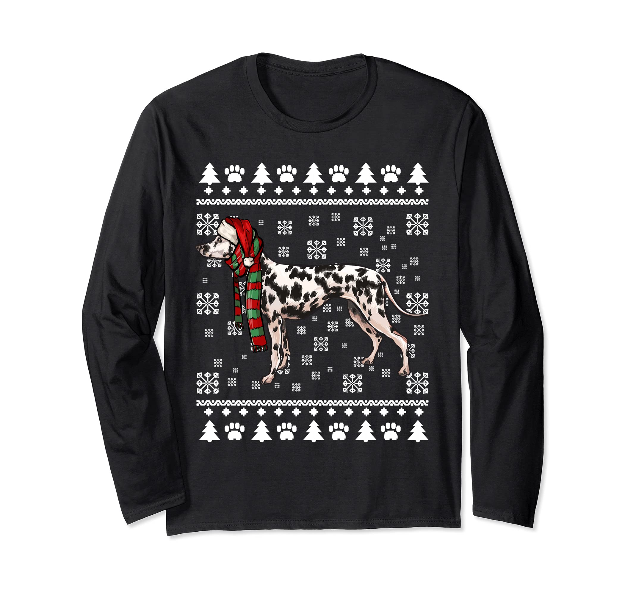 Dalmatian Dog Santa Hat Xmas Ugly Christmas Long Sleeve T-Shirt