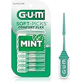 GUM Soft-Picks Comfort Flex Mint Interdental Picks, 80 Count | Soft bristles, Safe for braces and bridges, Latex and wire free, Ergonomic easy-grip handle, Disposable picks