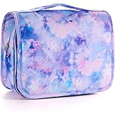 Vipdeal Kids Hanging Toiletry Bag for Girls, Travel Toiletry Bag for Little Young Girls Cosmetic Makeup Waterproof Wash Bag Toddler Traveling Toiletries, Tie Dye Purple