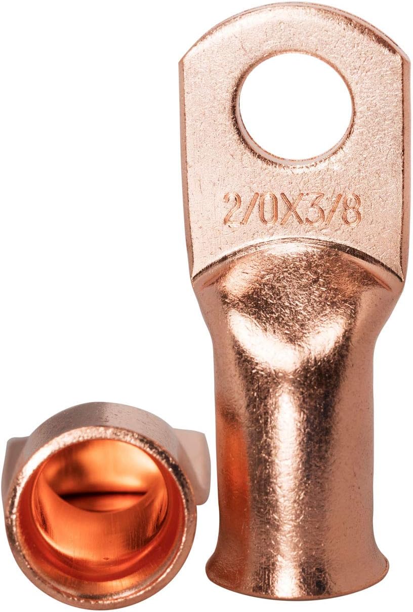RIOCAN 10pcs Purple Copper Terminal Lugs 2/0 AWG Battery Cable Tubular Lug Ring Terminal Connectors (2/0 AWG - 3/8'' Ring) : Sports & Outdoors