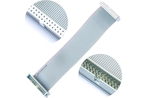 GENERIC Keszoox 2.54mm IDC Flat Ribbon Cable with FC 6/8/10/14/16/20/26/30/34/40P Dual Row IDC IDE Connector Socket, FC 30-Pin Male to Female IDE Extension Cable 50cm 2PCS (FM30-50cm-2Pcs)