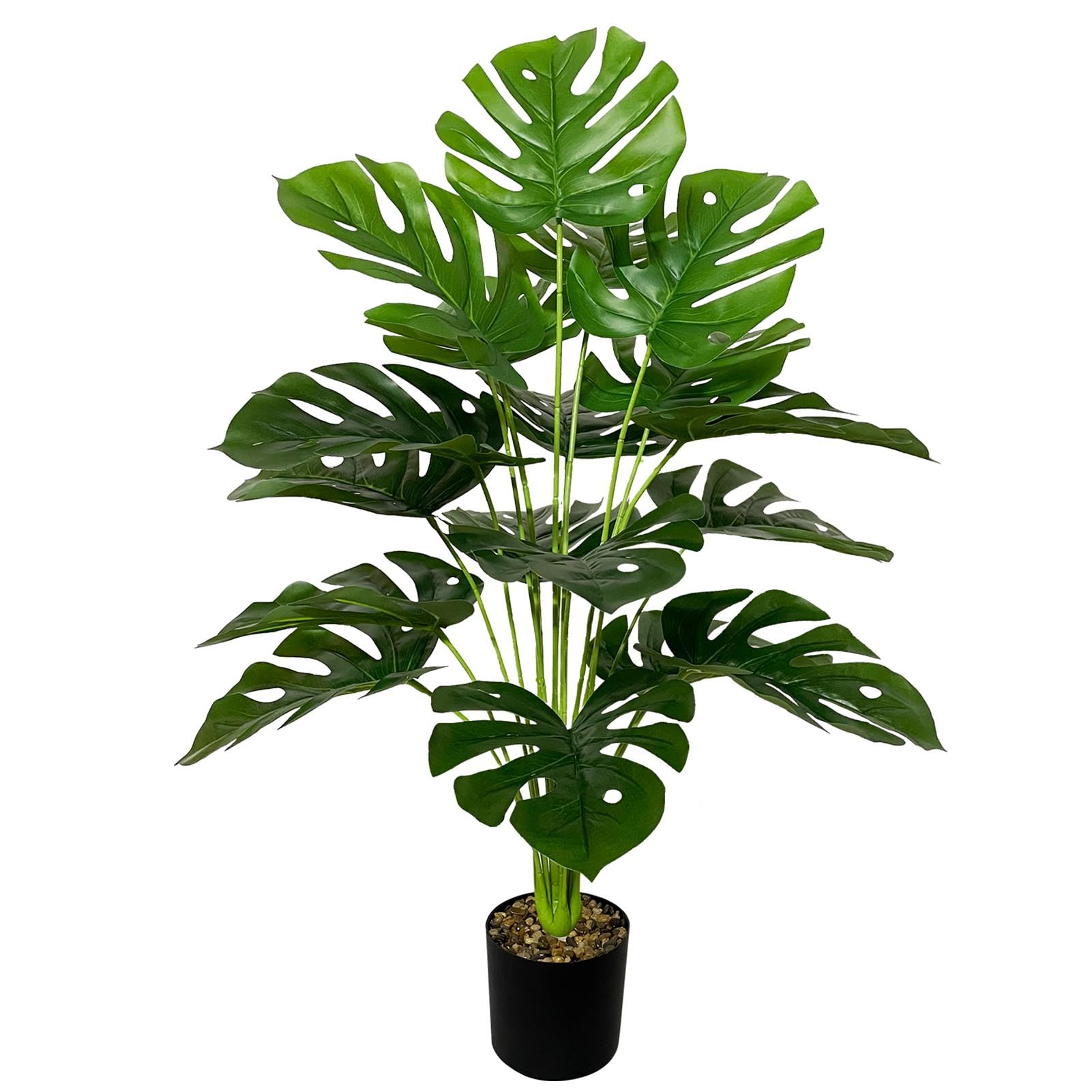 AIVORIUY Artificial Palm Tree Faux Silk Plant in Pot for Home Office Living Room Bedroom Stairs Foyer Modern Decor Indoor Outdoor Lifelike Fake Potted Housewarming Gifts (75cm Large Green Monstera)