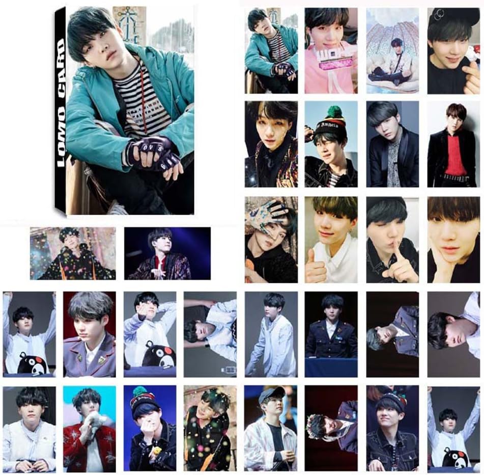 Teblacker 30 PCS/Set BTS Mini Lomo Cards, Kpop Bangtan Boys Jungkook, Jimin, V, Suga, Jin, J-Hope, Rap Monster Photocards Postcards, Best Gift for The Army(Style 32)