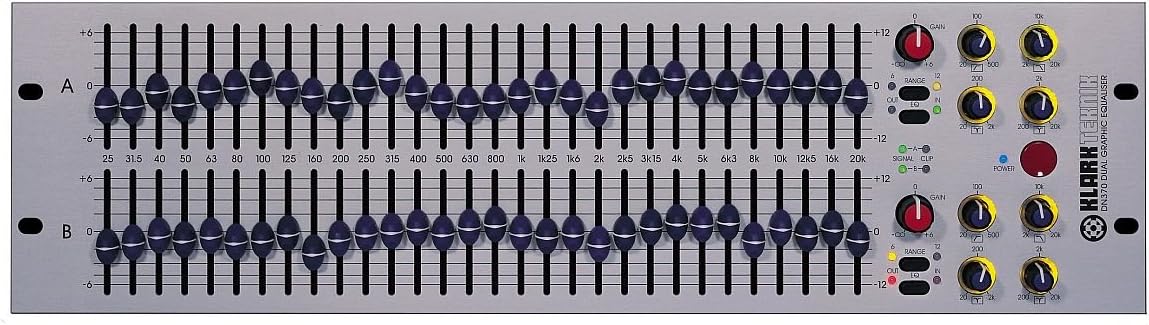 New Klark Teknik | High-Performance Dual-Channel 30-Band 1/3 Octave Analogue Graphic Equalizer, DN370 with Low/Hi Pass and Notch Fliter