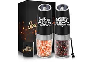 ARIDUR Christmas Sister Gifts from Sister, Christmas Friend Gifts for Sisters, Christmas Friendship Gifts for Women Friends, Automatic Gravity Electric Salt and Pepper Grinder Set of 2