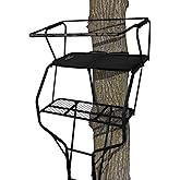Big Game 2-Person Ladder Tree Stand for Hunting Deer with Seats, 18' Tall, Camo/Black - Adjustable Climbing Treestand with Pl