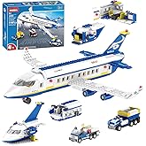 IKKOSYA City Passenger Airplane Building Set,510 PCS STEM 6 in 1 Airport Passenger Plane Building Block Toy with Baggage Truck, Shuttle Bus, Christmas Birthday Gifts for Adults Boys Girls Age 6-12+