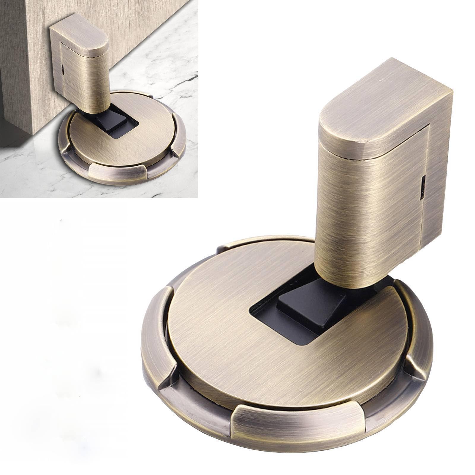Upgraded Magnetic Door Stopper, Adjustable Punch-Free Silent Floor Doorstop for Various Door Types, Perfect for Yard, Living Room, Bedroom, Kitchen, Bathroom (Bronze)