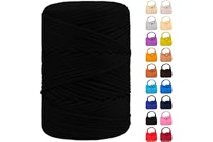 LEREATI Polyester Macrame Cord 3mm x 185yards, Braided Macrame Cord Polypropylene Silk Cord, Crochet Bag Polyester Yarn for Crocheting, Bag, Wall Hangings, Rug, DIY Crafts (Black)