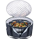 BAGSPRITE Slow Cooker Carrying Case for 6-8 Quart Crock Pot w/Lid Fastener | Insulated hot food carrier for CrockPot &amp; Hamilton Beach slow cookers; padded travel tote for parties and gatherings