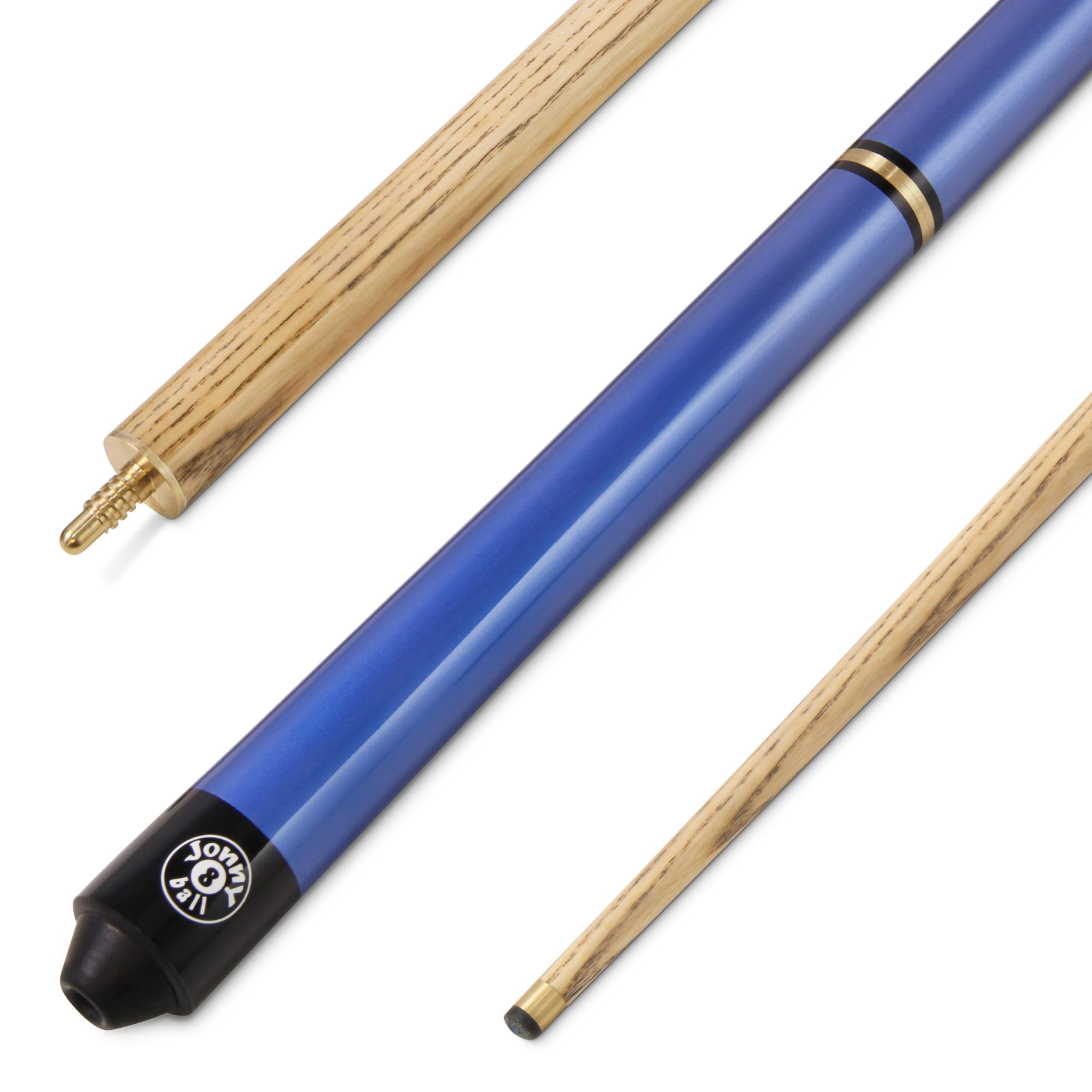 Jonny 8 Ball Blue 52" Pro-Triad 3 Section Ash Pool Cue - 8mm Elk Master Tip