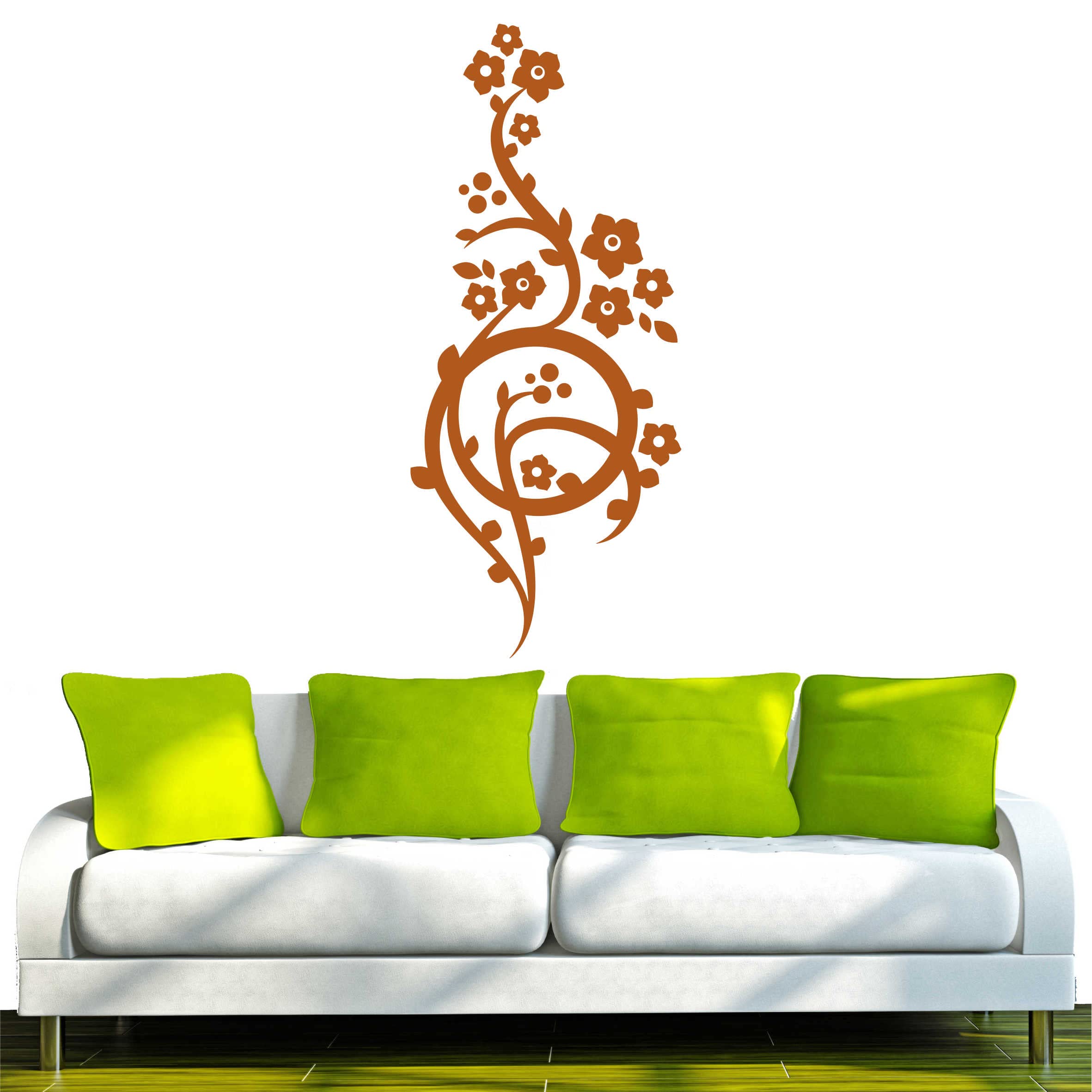 INDIGOS Wall Sticker D212 Beautiful Tribal Vine Flower Plant 40 x 17 cm Hazelnut Brown Vinyl 40 x 17 x 1 cm — image 1