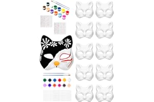 Yinhua Therian Mask Kit Cat Mask Therian, DIY Paper Cat Mask to Paint for Kid Halloween Activity Masquerade Cosplay Party
