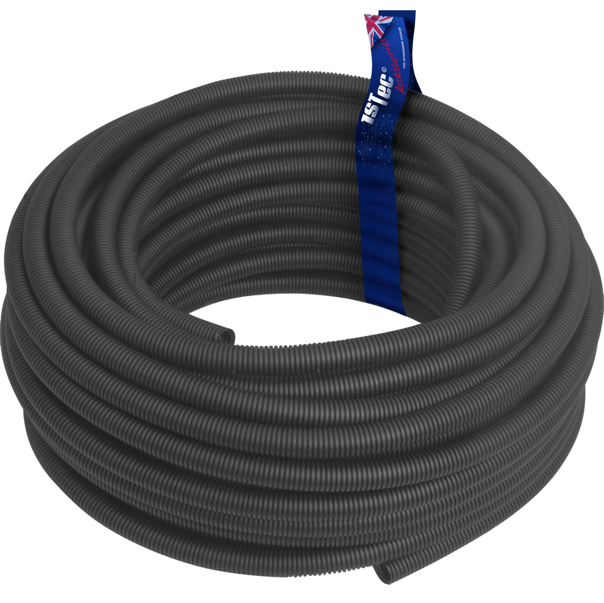 1STec 50m 20mm External 14mm Internal Underground Cable Conduit Ducting Hose Pipe Channel for TV Coax, Electric Wire, Garden Lights, Fish Pond Low Voltage Pumps, Power Socket Lead Burial 50 Metre