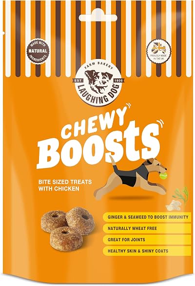 Laughing Dog Chewy Boosts 125g Chicken Ginger Dog Treats Training
