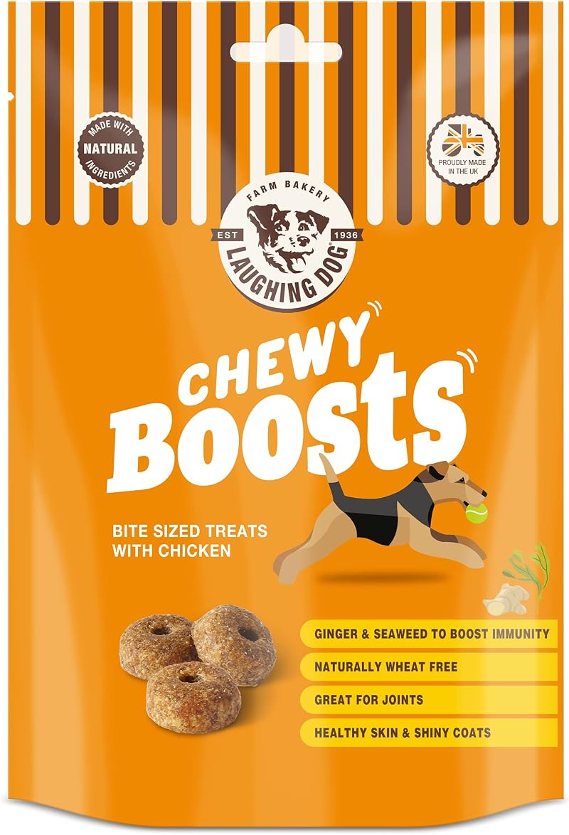 Laughing Dog Chewy Boosts 125g Chicken Ginger Dog Treats Training