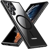Hensinple for Samsung Galaxy S22 Ultra Case Magnetic, Galaxy S22 Ultra Phone Case [Compatible with Magsafe] Wireless Charging Translucent Back Cover Case 6.8 Inch,Black