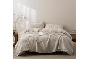 Talasily 100% French Linen Queen Sheet Set, Stone Washed, Oeko-TEX Certified, Breathable for Hot Sleepers, 16" Deep Pocket, 1