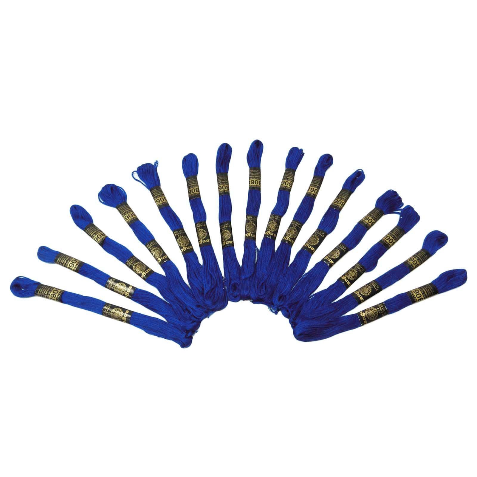 Knitwit 25 Pcs Cotton Blue Thread Sewing Stitch Embroidery Skein Floss Needlepoint