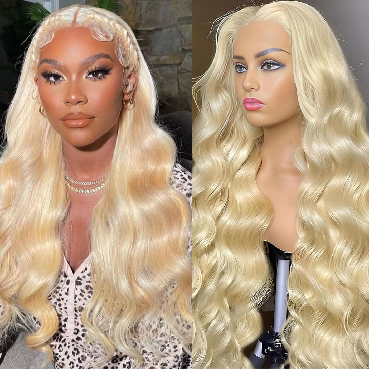 613 Human Hair Wig Body Wave 13x4 Lace Front Wig Blonde Human Hair 180 Density 100% Brazilian Virgin Hair Unprocessed With Baby Hair Natural Hairline For Women 18 Inch