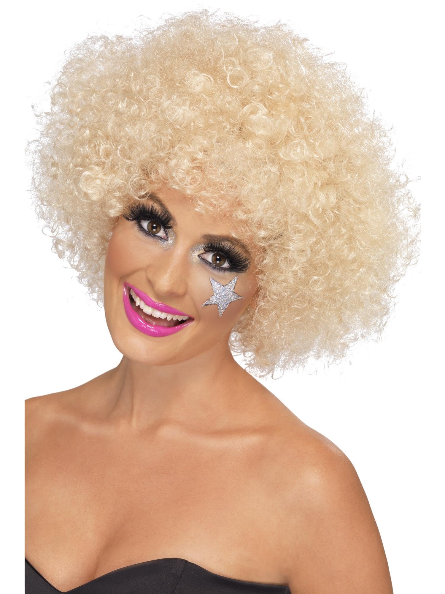 Smiffys 70s Funky Afro Wig, Blonde 120g, 1970's Disco Fancy Dress, 1970s Dress Up Wigs Halloween
