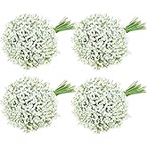 FUBODUN 120-Pcs Baby Breath Artificial Flowers Bulk,Artificial Babys Breath Flowers White Artificial Flowers Gypsophila Decoracion for Wedding Party Home Decoration (120-PCS)
